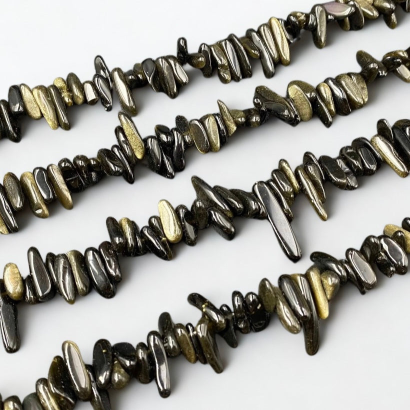 Chunky Crystal Bracelet: gold sheen black obsidian