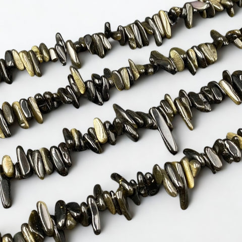 Chunky Crystal Bracelet: gold sheen black obsidian