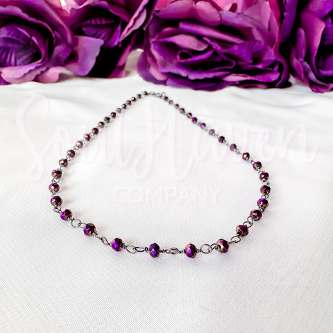 Dainty Purple Pyrite Necklace