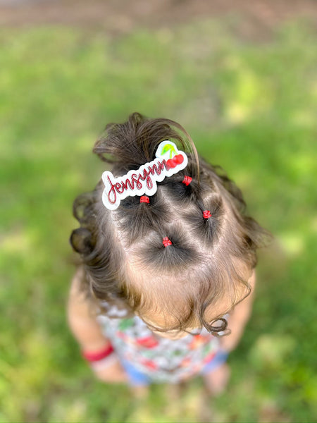 Cherry name clip: black, white, blue or pink options