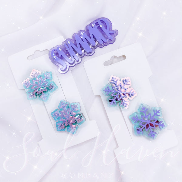Snowflake piggies & Name clip set