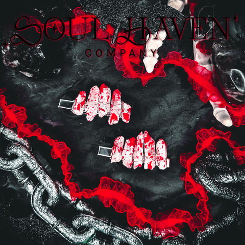 Blood Splatter Crystal Clips