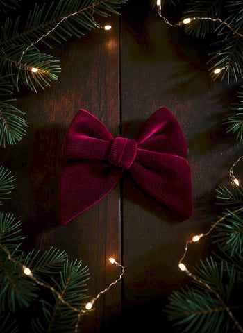 Moody Winter Velvet Bows: Burgundy