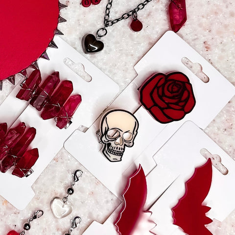 Rose & Skull hair clips & pendants