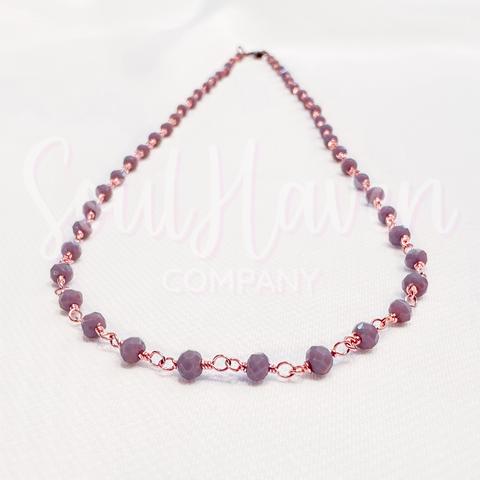 Lavender Hydro Quartz on Rose Gold dainty necklace