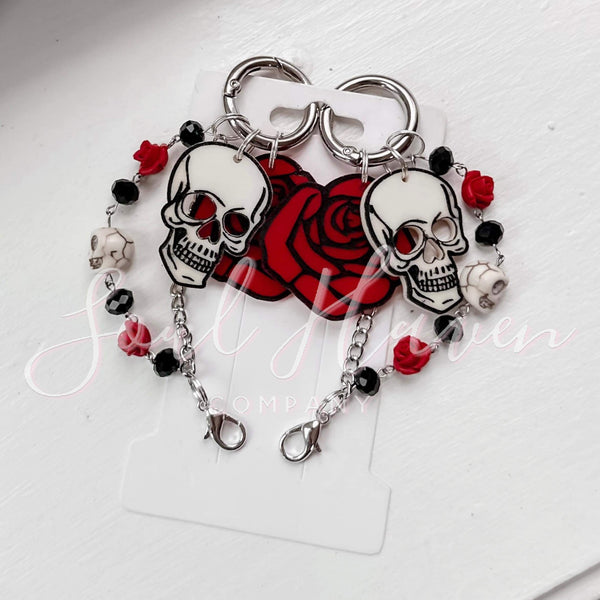 Rose & Skull hair clips & pendants