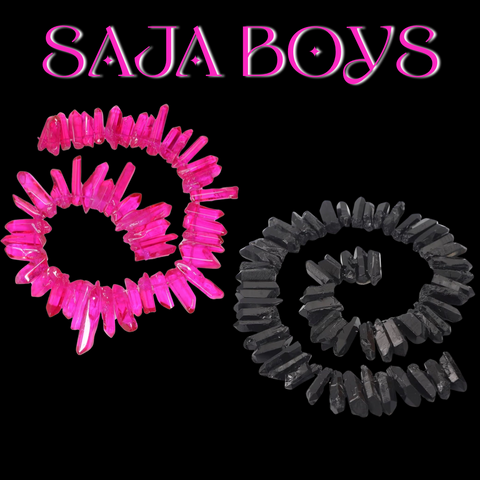 Saja Boys Crystal Clips: pink & black