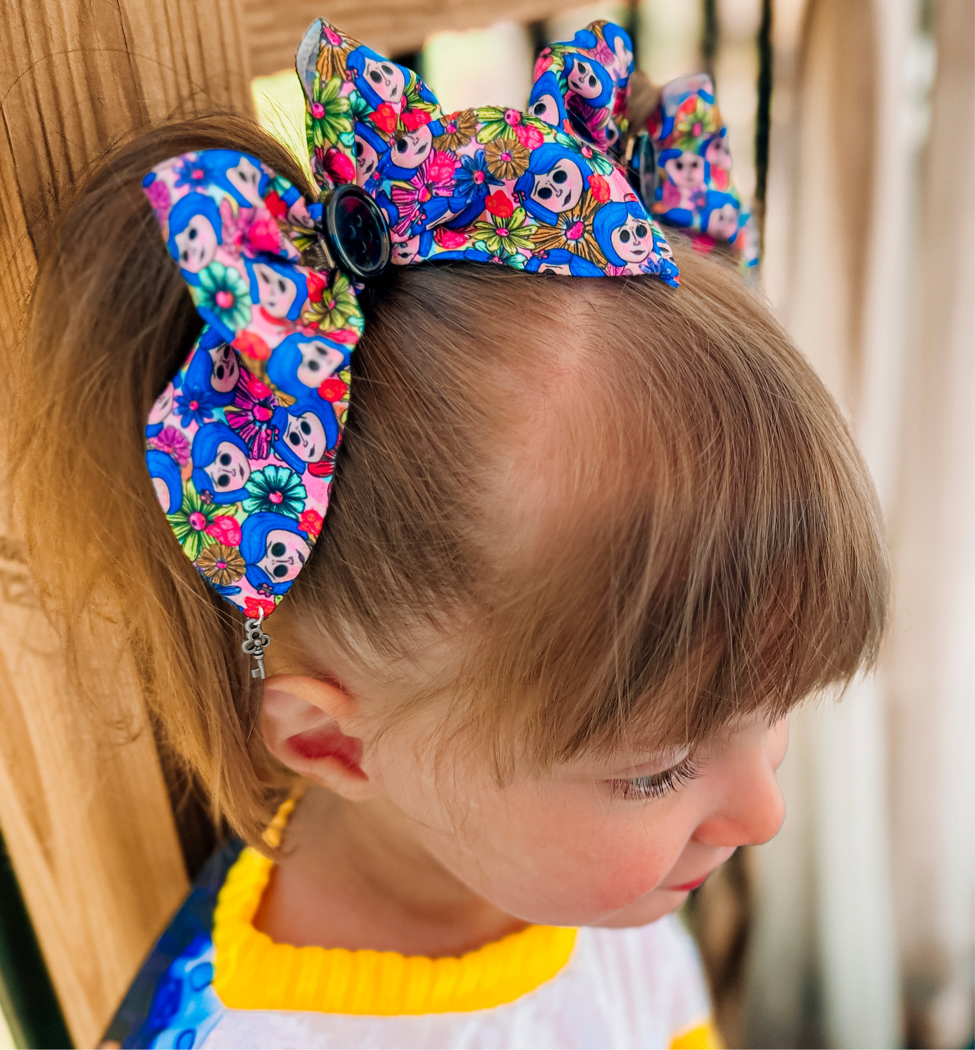 Floral Button Girl Bows