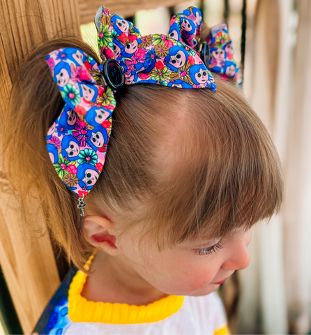 Floral Button Girl Bows