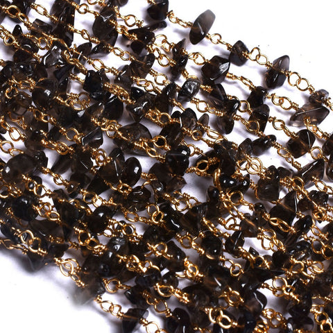 Dark Smokey Quartz chip dainty necklace