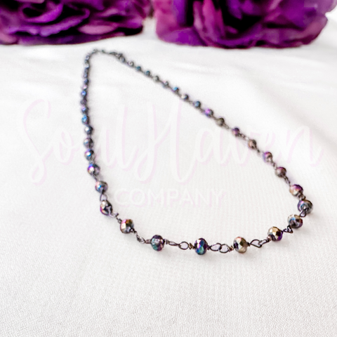 Mystic Titanium Aura Pyrite dainty necklace