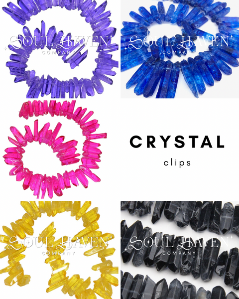 Coraline crystal clips: mixed colors