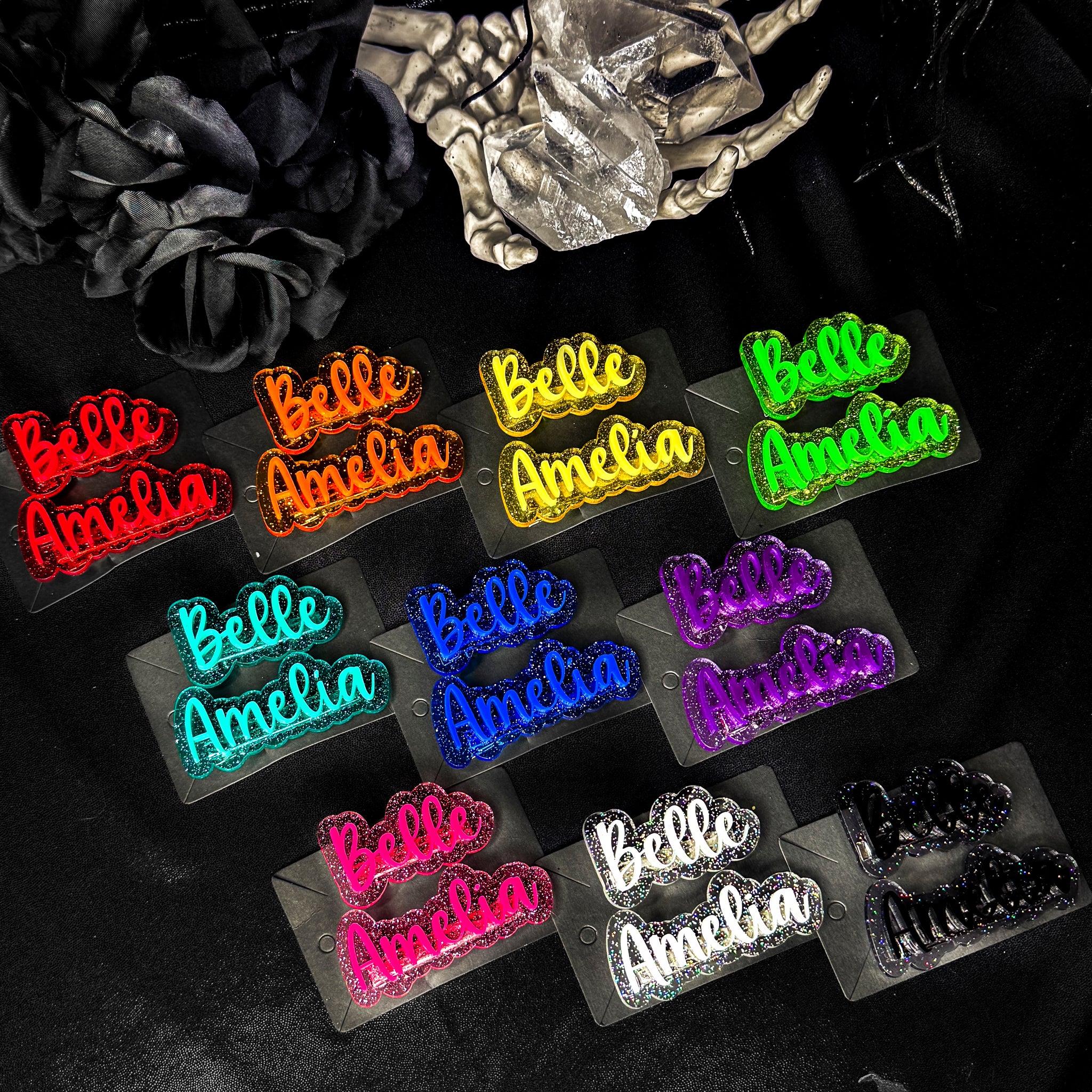 Glitter Jellies hair clips: Summer Berries font (MEGA bundle available)