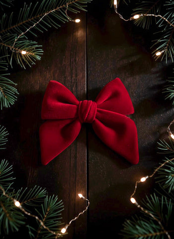Moody Winter Velvet Bows: Ruby