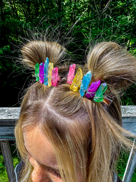 Rainbow Crystal Points hair clips