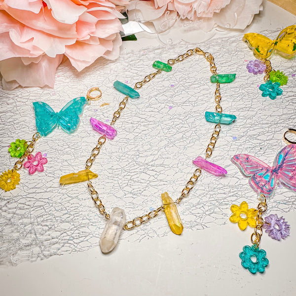 Rainbow Crystal Points hair clips