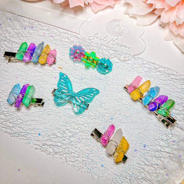 Rainbow Crystal Points hair clips