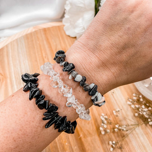 Obsidian Crystal Chip Bracelet