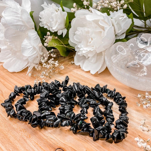 Obsidian Crystal Chip Bracelet