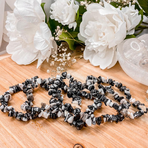 Zebra Jasper Crystal Chip Bracelet