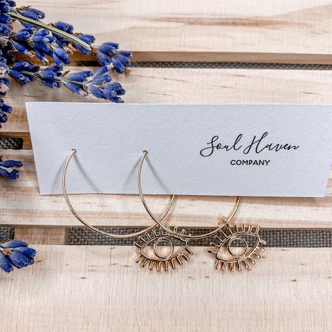 Gold Plated Evil Eye Hoops